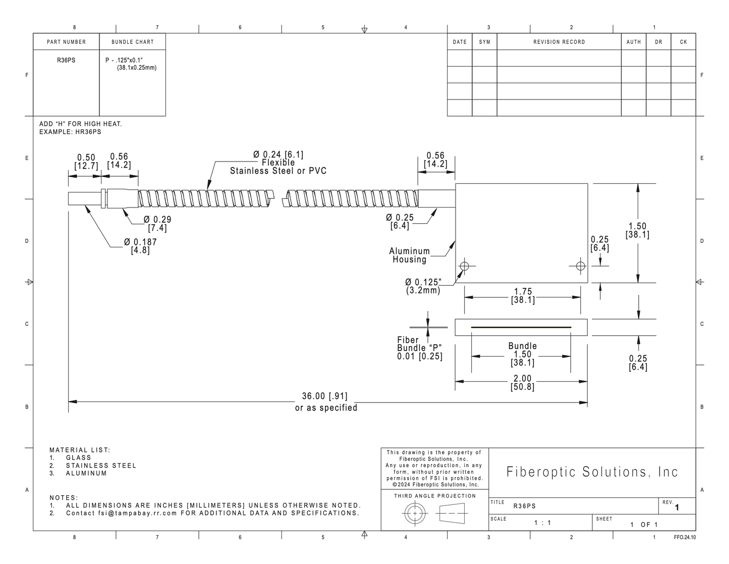 PR 0.010" x 1.50" Rect. 2" Flat Housing Right Angle