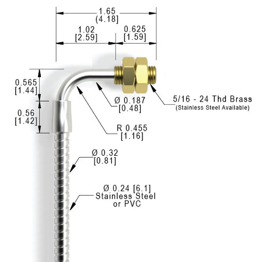3.3 TRL (3.3cm) Threaded Right Angle