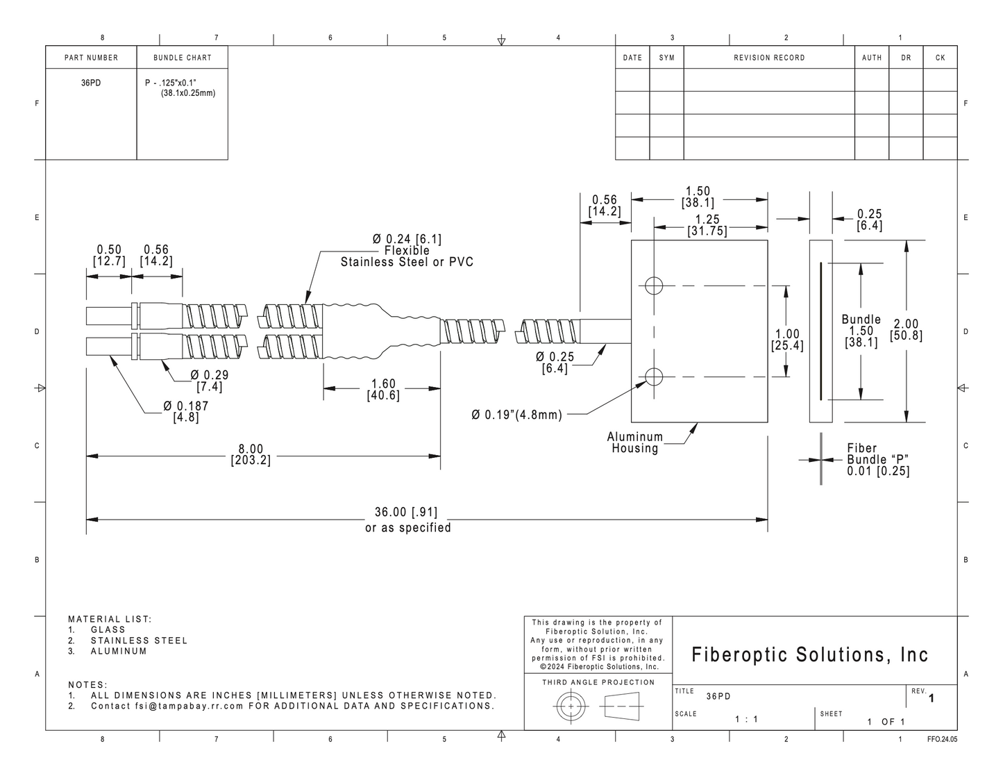 P  0.010" x 1.50" Rect. 2" Flat Housing