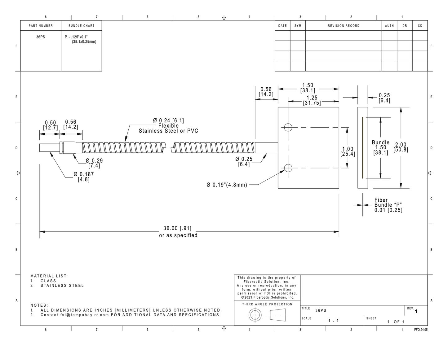 P  0.010" x 1.50" Rect. 2" Flat Housing