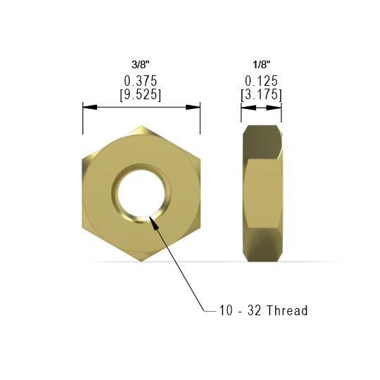 HexNut 10/32" brass