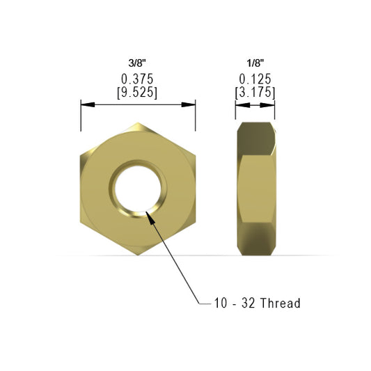 HexNut 10/32" brass