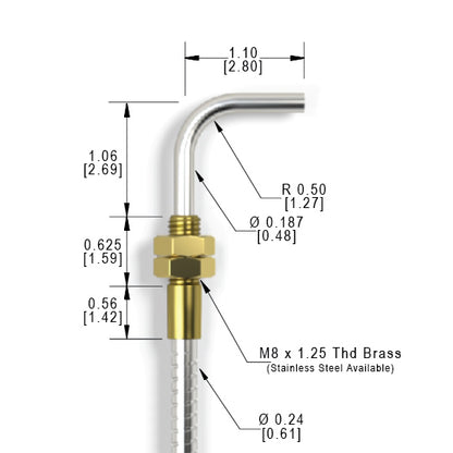 M8 2.8 RTL (1.58mm) Right Angle Threaded