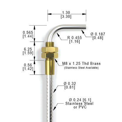 M8 3.3 RTL (1.58mm) Right Angle Threaded