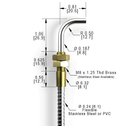 M8 RTL (1.58mm) Right Angle Threaded