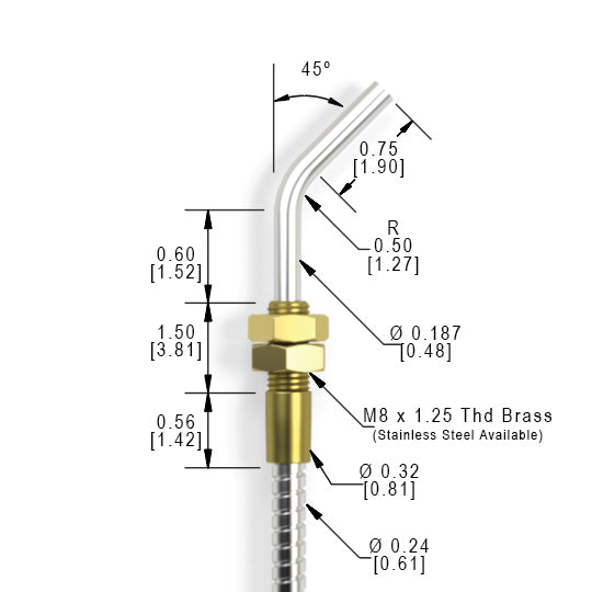 M8 RTLX (1.58mm) Threaded 45 Degree
