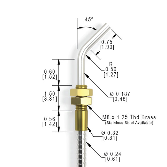 M8 RTLX (1.58mm) Threaded 45 Degree