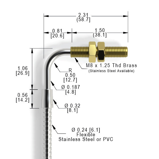 M8 TR Threaded Right Angle