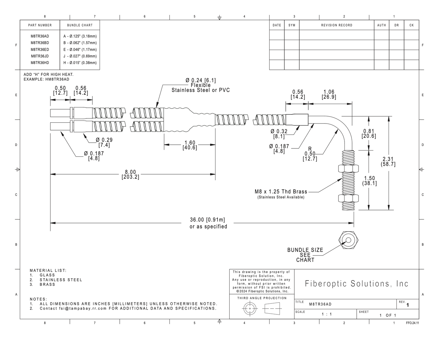 M8 TR Threaded Right Angle