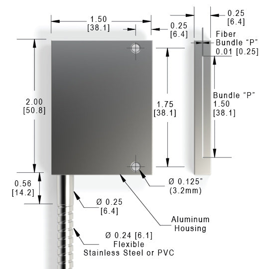 PR  0.010" x 1.50" Rect. 2" Flat Housing Right Angle
